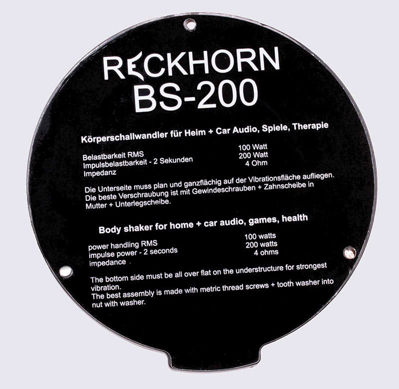 Subwoofers Reckhorn BS-200i body shaker Demo