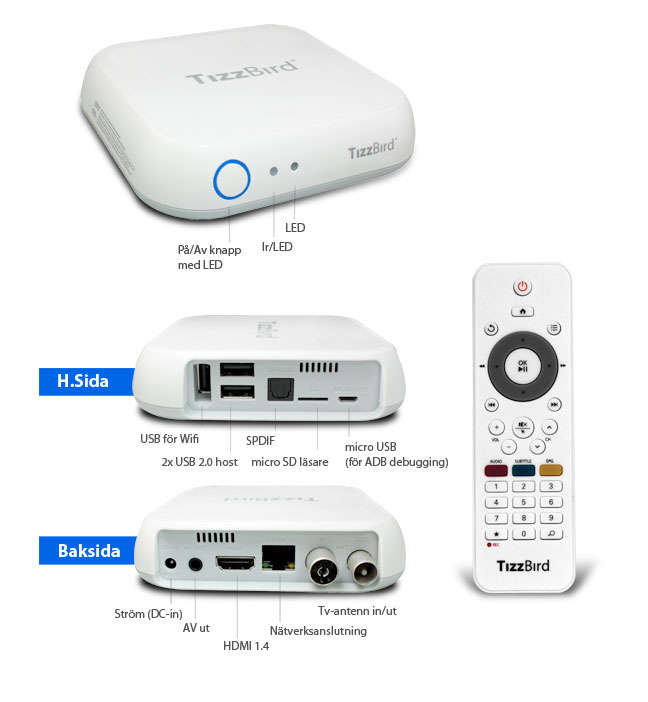 Blu-Ray/Mediaspelare Tizzbird Hybrid Smart-TV box S20T 