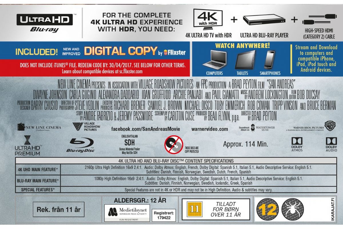 Media Blu-Ray San Andreas 4K Ultra HD (2015)