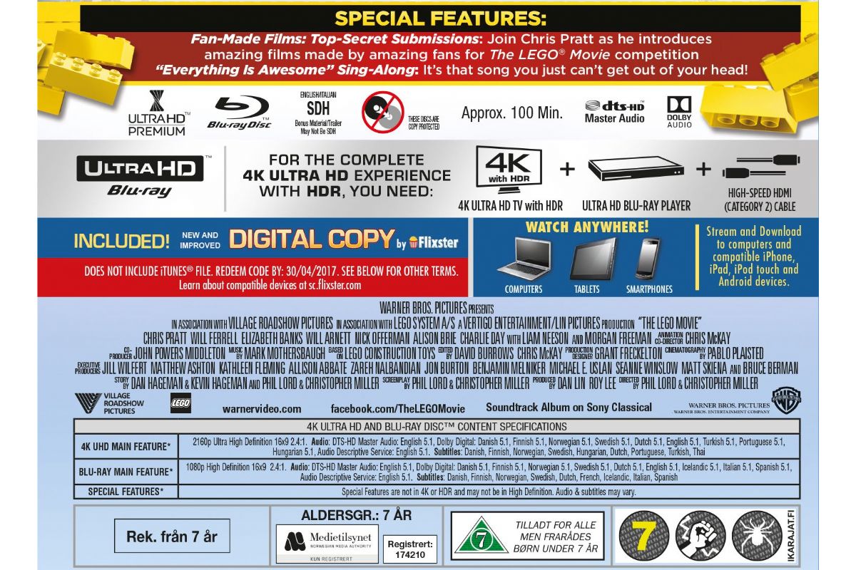 Media Blu-Ray The Lego Movie 4K Ultra HD (2014)
