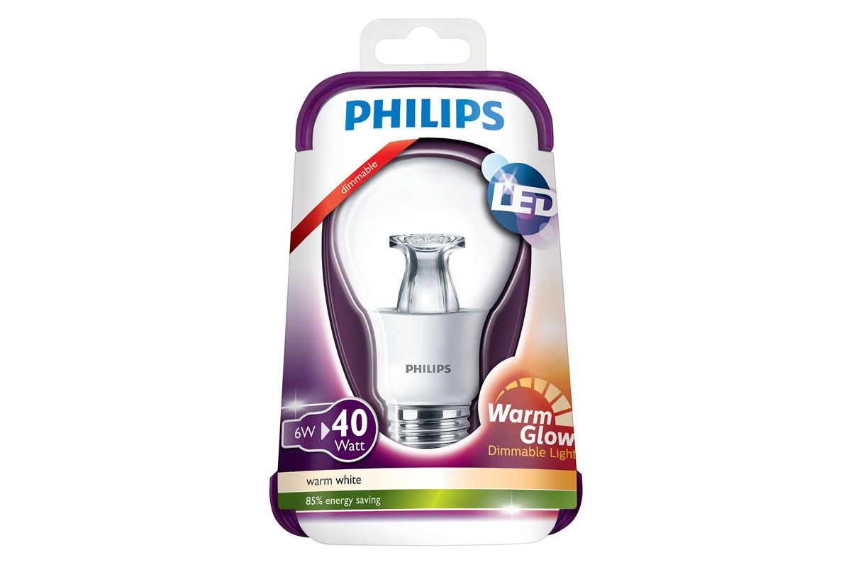 Belysning Philips LED E27 6W (40W) Klot Klar Varmvit 2700K