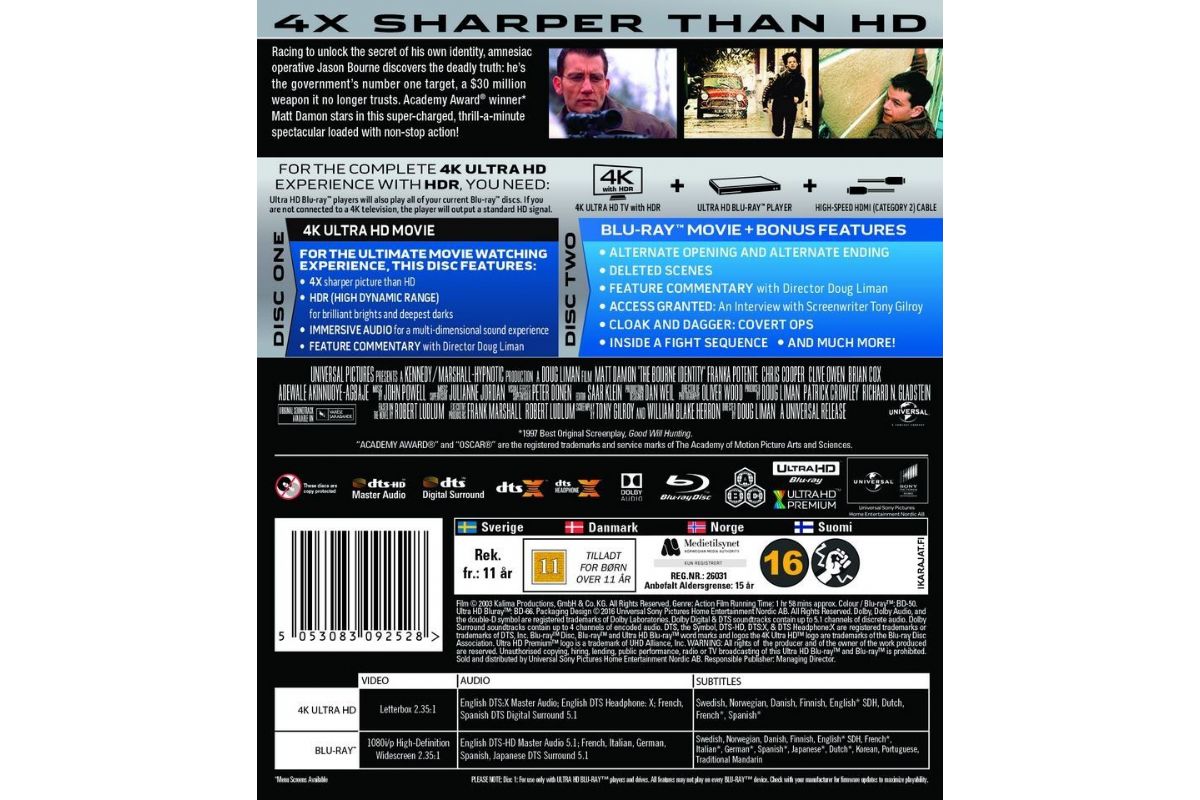 Media Sony The Bourne Identity 4K Ultra HD (2002)