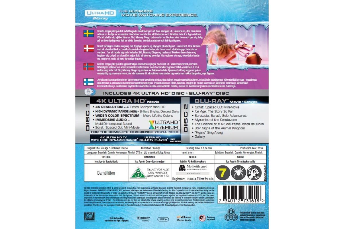 Media Blu-Ray Ice Age 5 Scratattack 4K Ultra HD (2016)