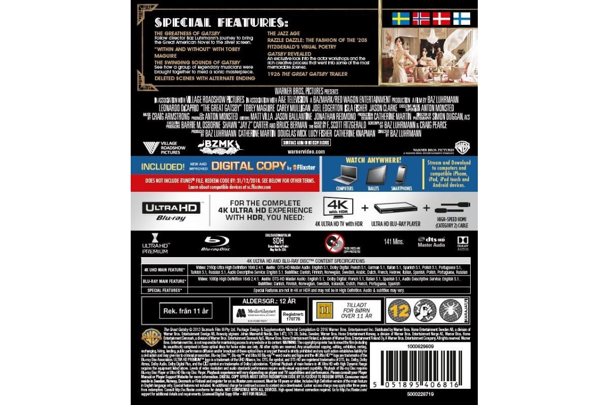 Media Blu-Ray The Great Gatsby 4K Ultra HD (2013)