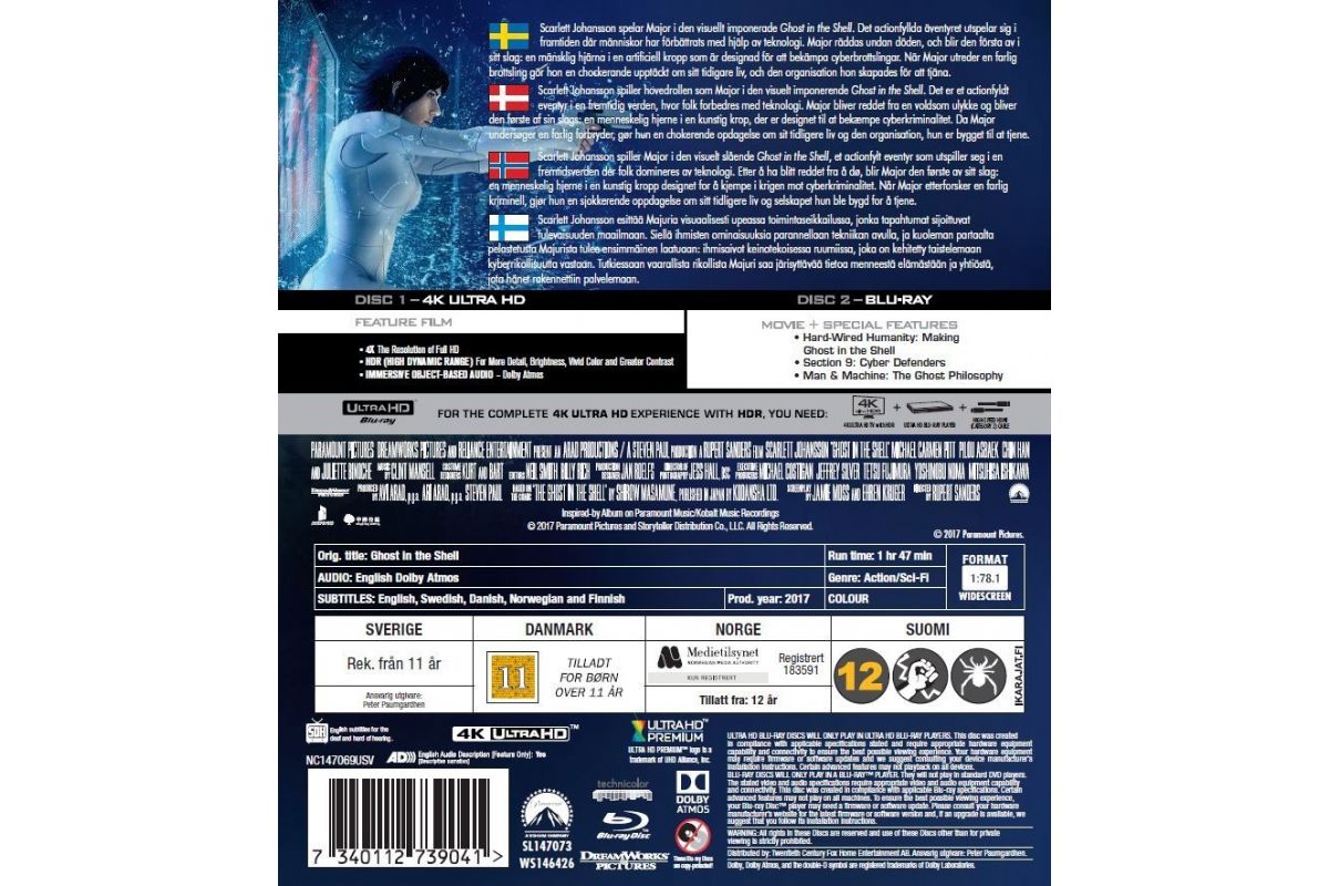 Media Blu-Ray Ghost in the Shell 4K UHD (2017)