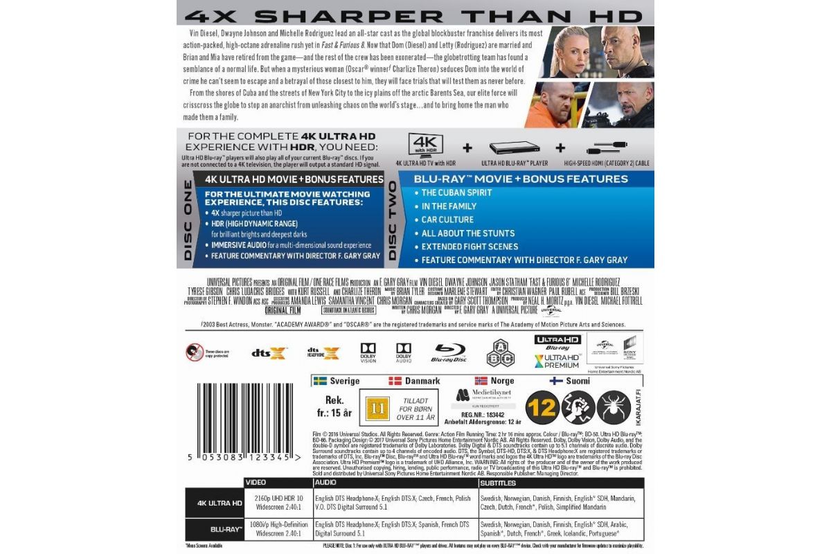 Media Blu-Ray Fast & Furious 8 4K Ultra HD (2016)