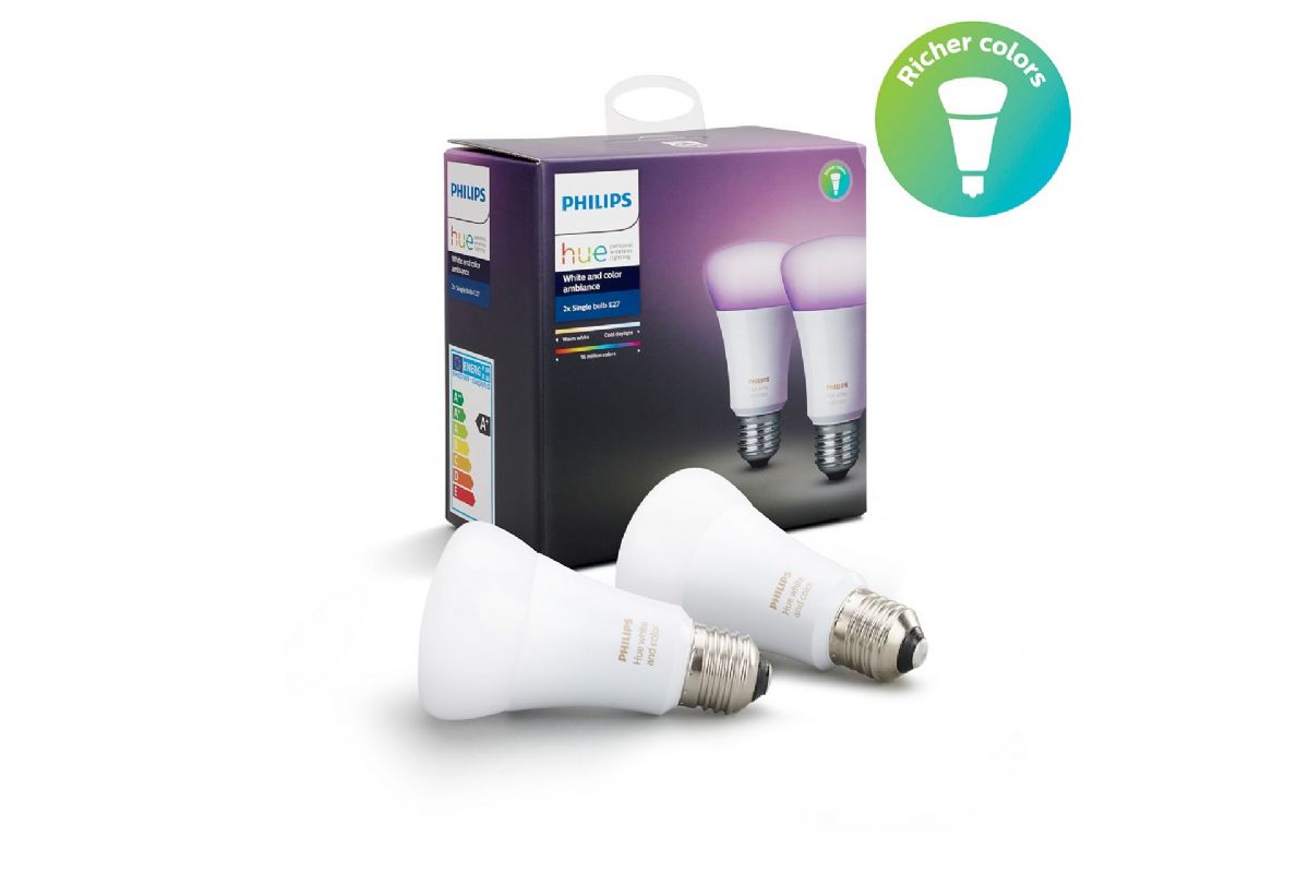 Belysning Philips HUE tvåpack E27 vit och RGB-lampor