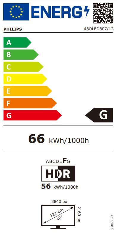 Energibeskrivning för Philips 48OLED807 48-tums 4K UHD Smart OLED-TV