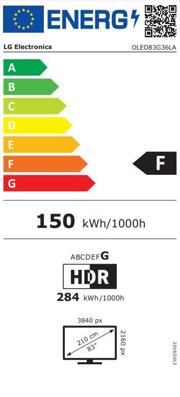 Energibeskrivning för LG OLED83G36LA 83 tums 4K OLED Smart-TV