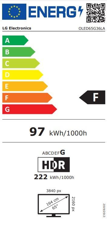 Energibeskrivning för LG OLED65G36LA 65 tums 4K OLED Smart-TV