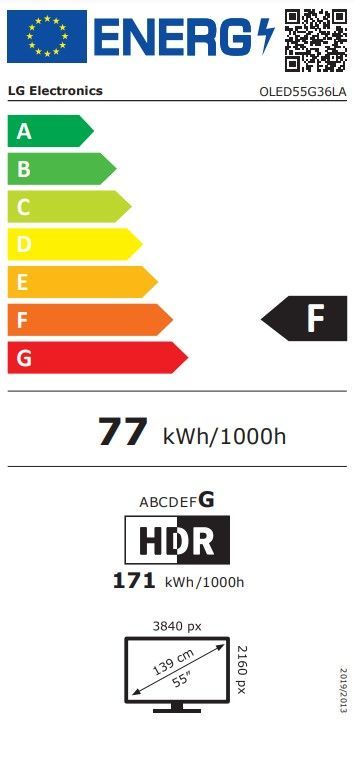 Energibeskrivning för LG OLED55G36LA 55 tums 4K OLED Smart-TV