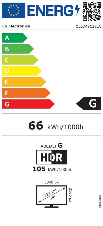 Energibeskrivning för LG OLED48C36LA 48 tums 4K Smart OLED-TV