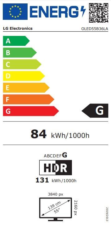 Energibeskrivning för LG OLED55B36LA 55-tums 4K OLED Smart-TV