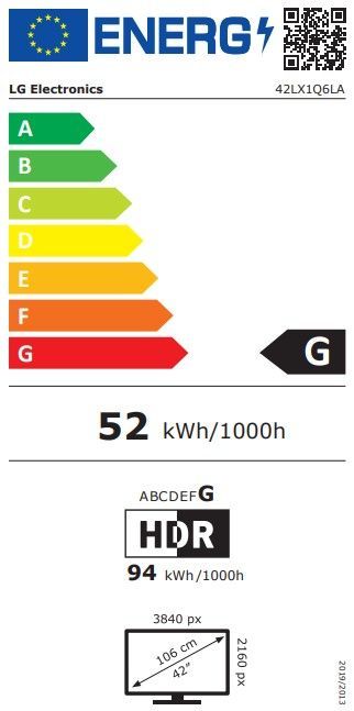 Energibeskrivning för LG 42LX1Q6LA Objet Collection Posé