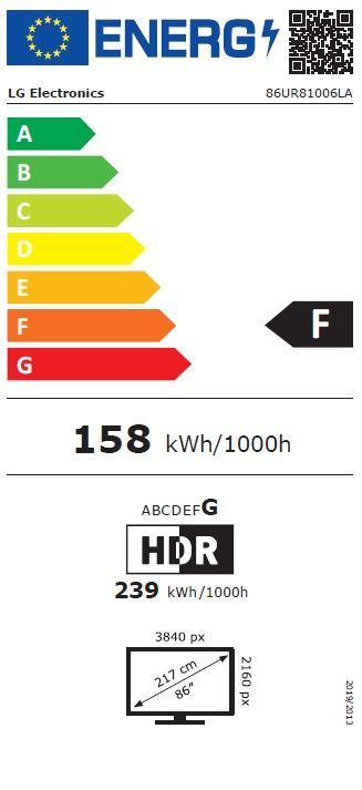 Energibeskrivning för LG 86UR81006LA 4K UHD LED Smart-TV