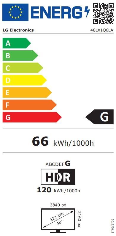 Energibeskrivning för LG 48LX1Q6LA Objet Collection Posé