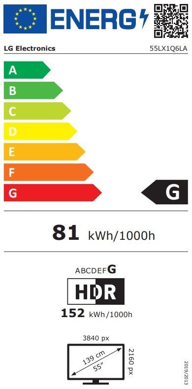 Energibeskrivning för LG 55LX1Q6LA Objet Collection Posé