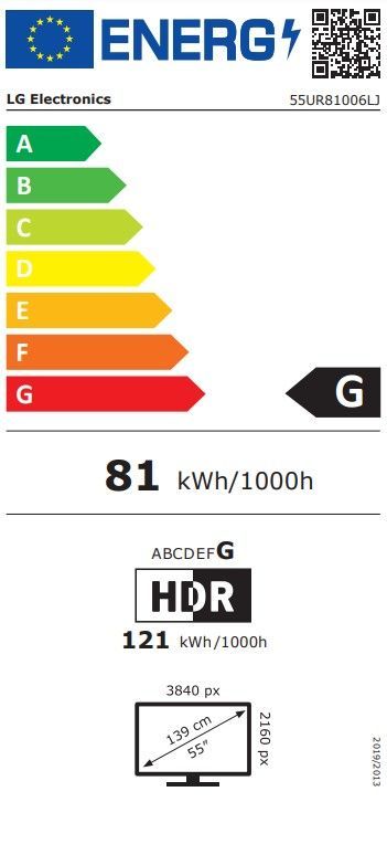 Energibeskrivning för LG 55UR81006LJ 4K UHD LED Smart-TV