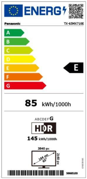 Energibeskrivning för Panasonic TX-65MX710E 65-tums 4K LED Google TV
