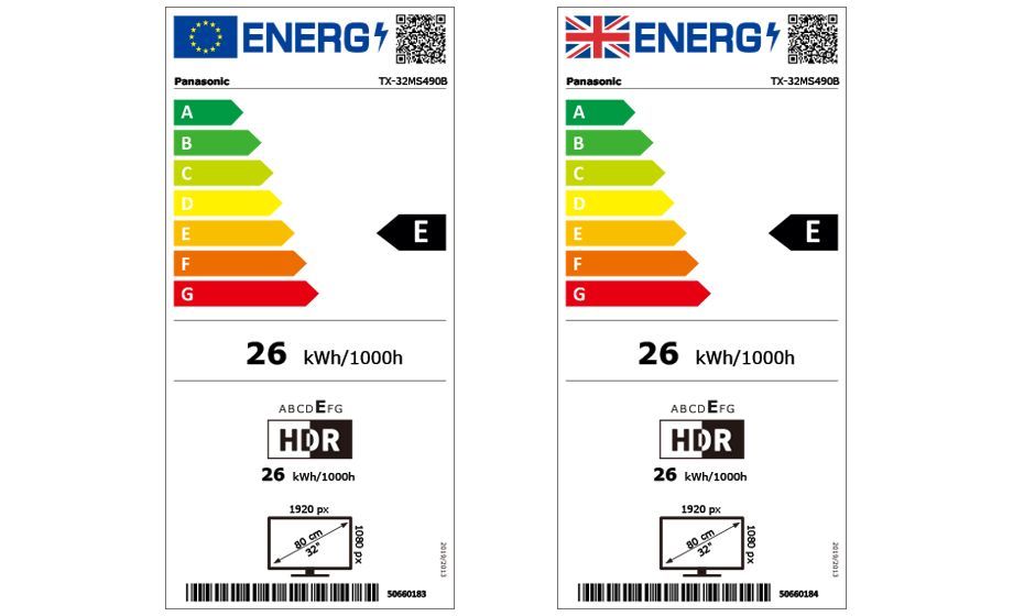 Energibeskrivning för Panasonic TX-32MS490 32-tums Full-HD LED Smart-TV