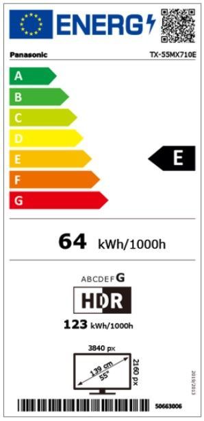 Energibeskrivning för Panasonic TX-55MX710E 55-tums 4K LED Google TV