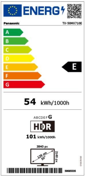 Energibeskrivning för Panasonic TX-50MX710E 50-tums 4K LED Google TV