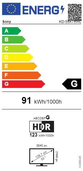 Energibeskrivning för Sony KD-55X75WL 55-tums 4K LED Google TV