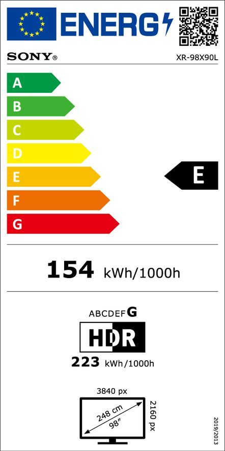 Energibeskrivning för Sony XR-98X90L Bravia XR LED Google-TV