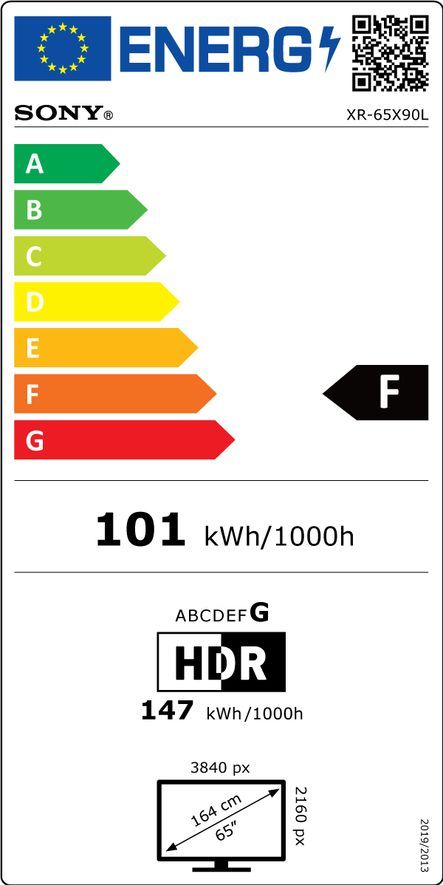 Energibeskrivning för Sony XR-65X90L Bravia XR LED Google-TV