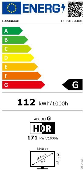 Energibeskrivning för Panasonic TX-65MZ2000E 4K HDR OLED Smart-TV