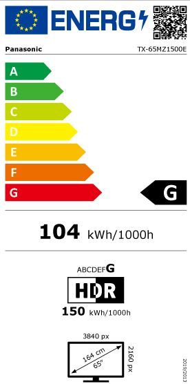 Energibeskrivning för Panasonic TX-65MZ1500 4K HDR OLED Smart-TV