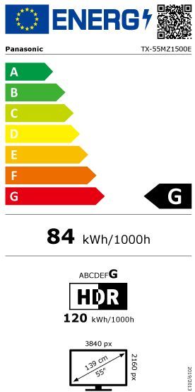 Energibeskrivning för Panasonic TX-55MZ1500 4K HDR OLED Smart-TV