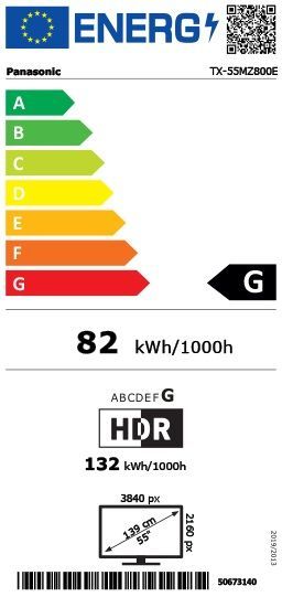 Energibeskrivning för Panasonic TX-55MZ800E 4K OLED Google-TV