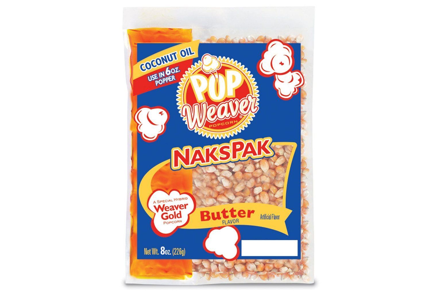 Popcornmaskiner Pop Weaver NaksPak popcorn 6oz, 36-pack