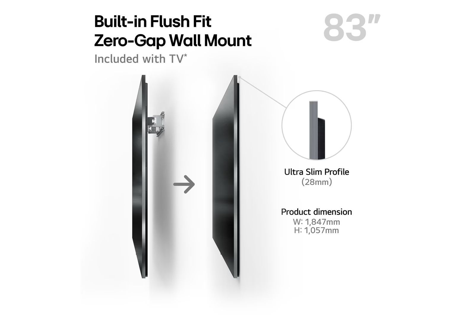 TV-apparater LG OLED83G54LW evo AI G5 4K med väggfäste