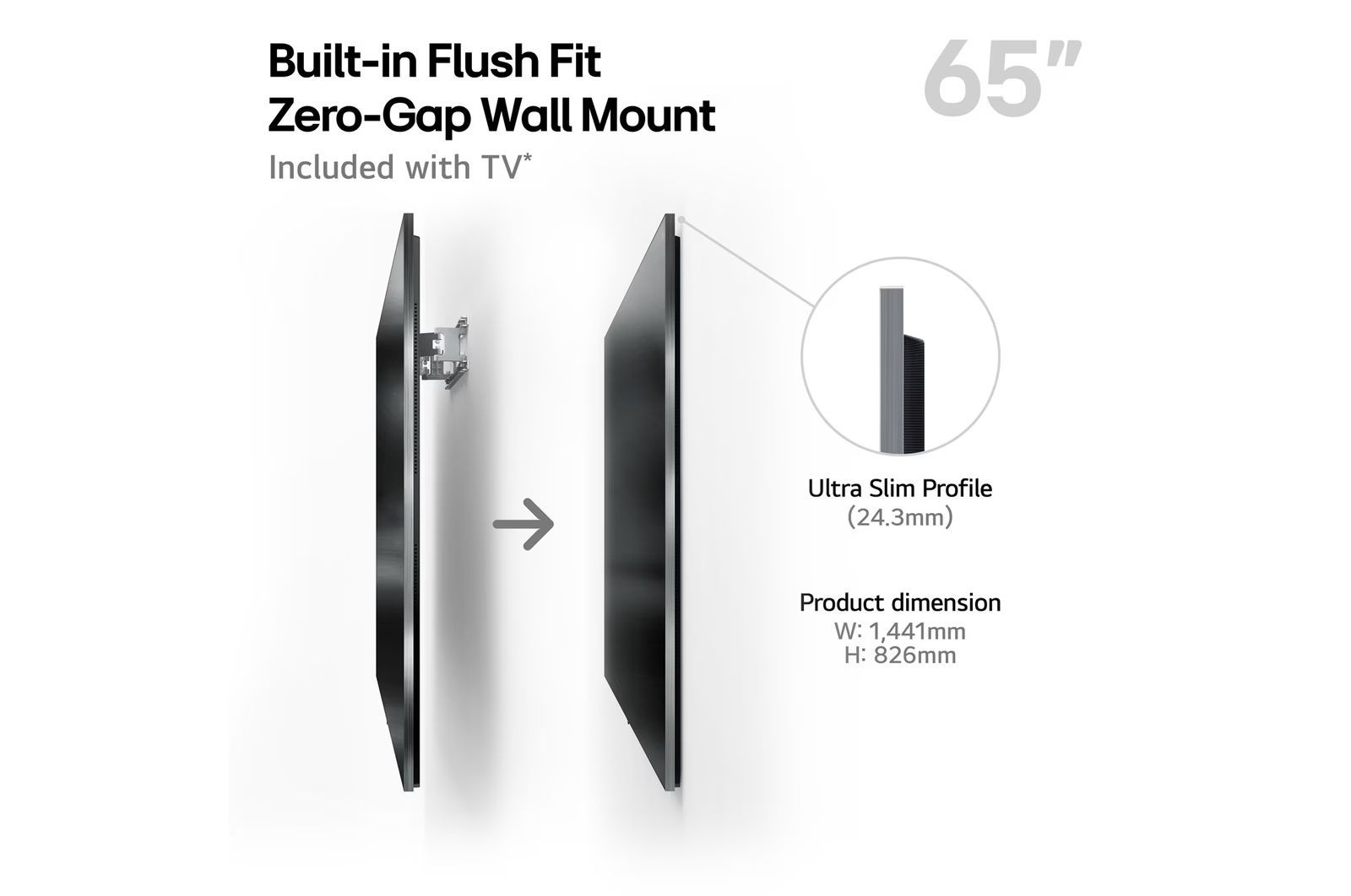 TV-apparater LG OLED65G54LW evo AI G5 4K med väggfäste