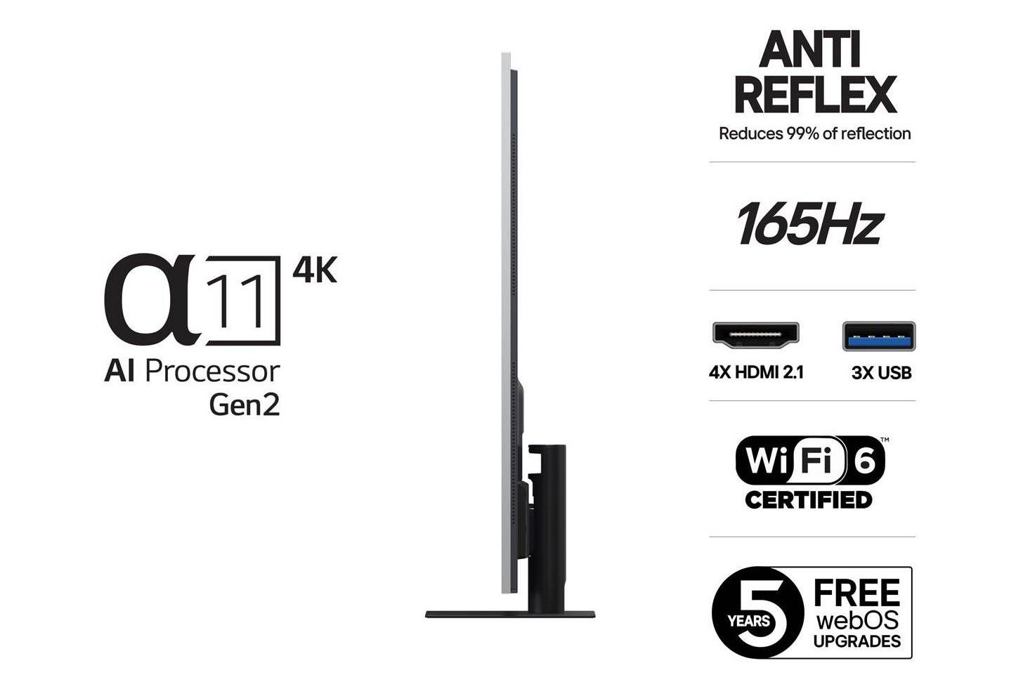 TV-apparater LG OLED55G56LS evo AI G5 4K med bordsstativ