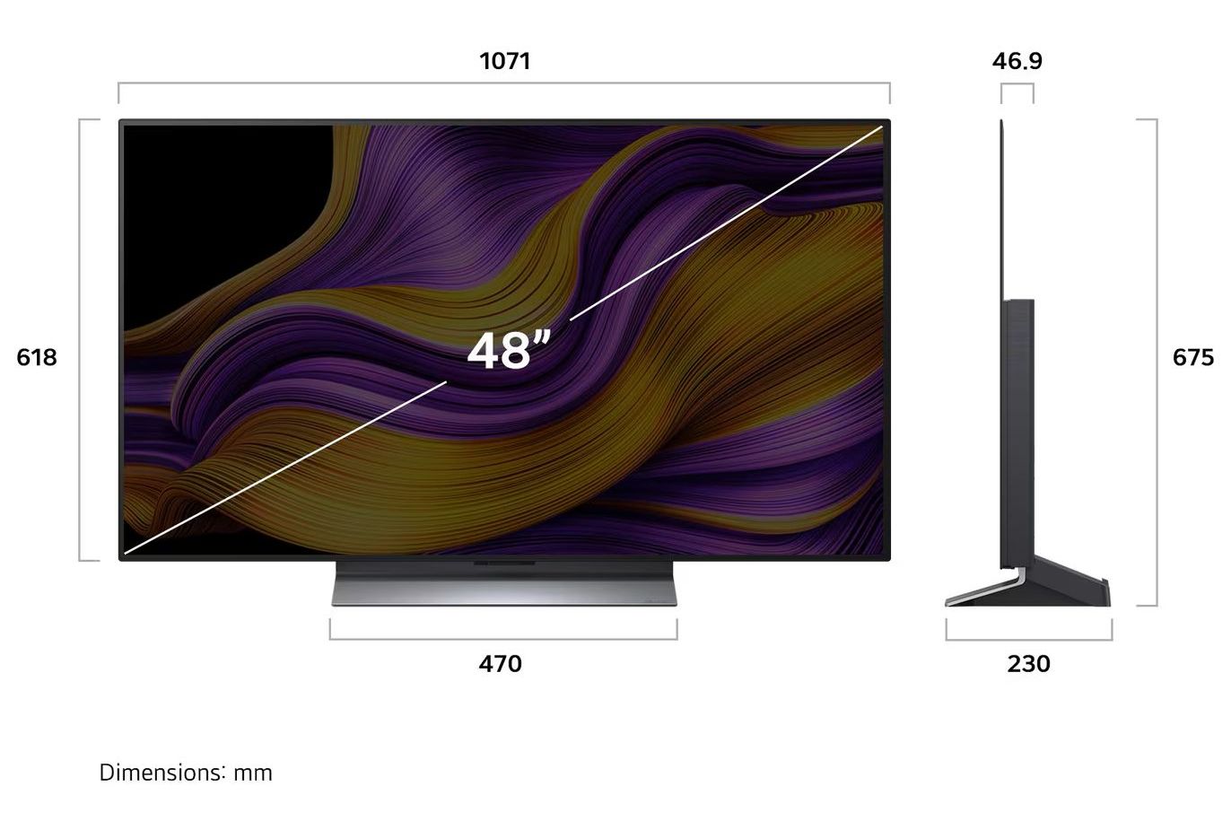 TV-apparater LG OLED48G56LS evo AI G5 4K med bordsstativ