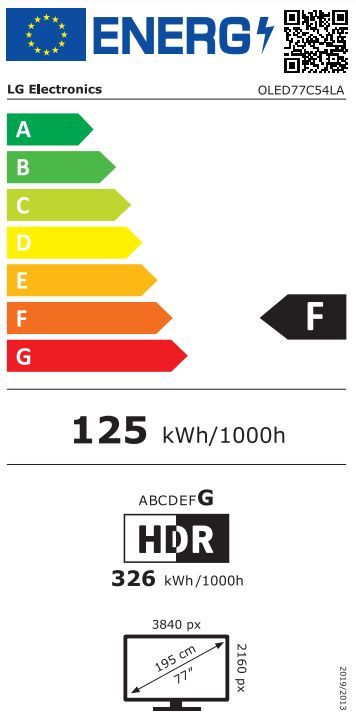 Energibeskrivning för LG OLED77C54LA evo AI C5 4K Smart TV 2025