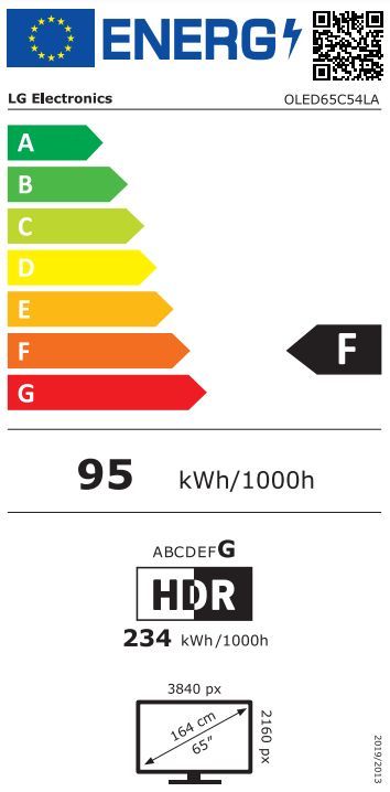 Energibeskrivning för LG OLED65C54LA evo AI C5 4K Smart TV 2025