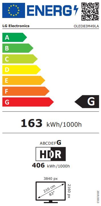 Energibeskrivning för LG OLED83M49LA evo AI M4 4K Smart TV 2024