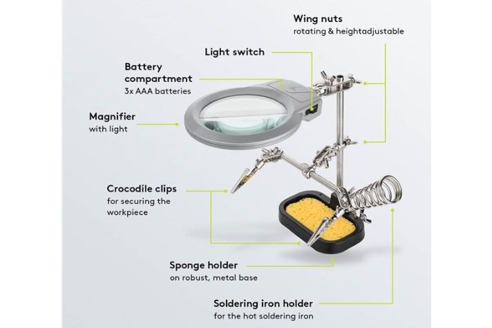 DIY - gör det själv Goobay lödställ med förstoringsglas och hållare
