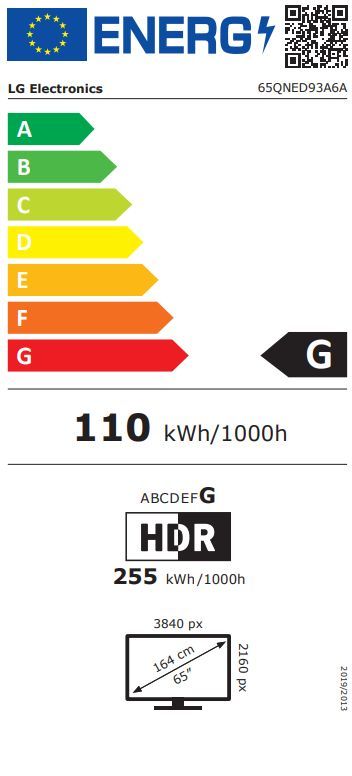 Energibeskrivning för LG 65QNED93A6A MiniLED 4K Smart TV 2025