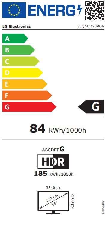 Energibeskrivning för LG 55QNED93A6A MiniLED 4K Smart TV 2025