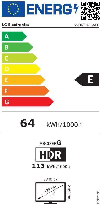 Energibeskrivning för LG 55QNED85A6C MiniLED 4K Smart TV 2025