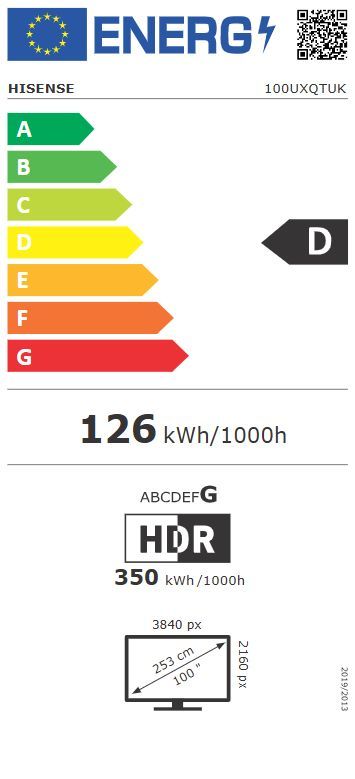 Energibeskrivning för Hisense 100UXQ 4K RGB-MiniLED Smart-TV