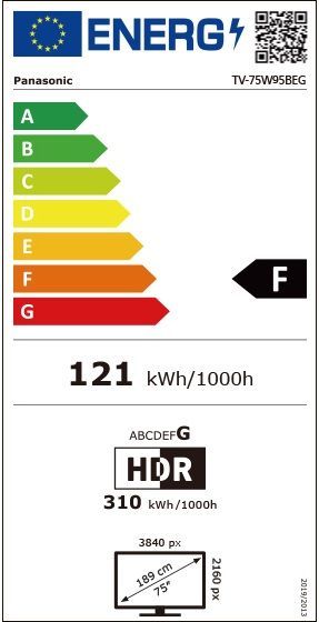 Energibeskrivning för Panasonic TV-75W95BEG 4K HDR MiniLED Smart-TV