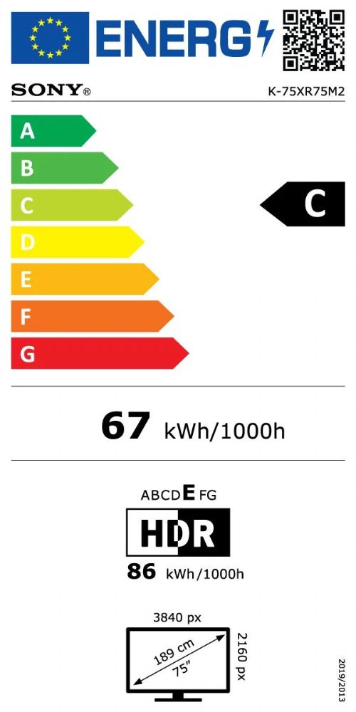 Energibeskrivning för Sony Bravia 7 II 75 tum 4K True RGB Smart-TV