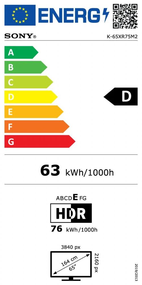Energibeskrivning för Sony Bravia 7 II 65 tum 4K True RGB Smart-TV