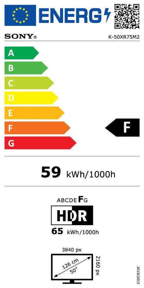 Energibeskrivning för Sony Bravia 7 II 50 tum 4K True RGB Smart-TV